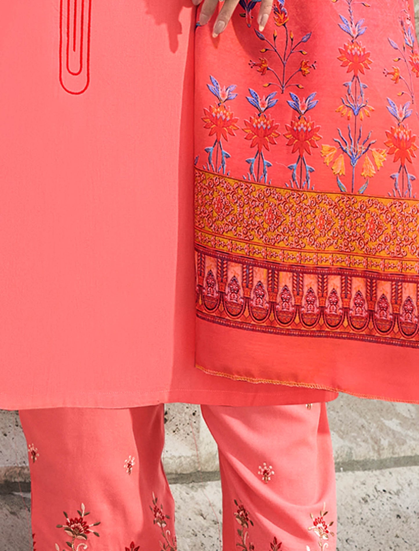 Peach Heavy Rayon Kurti with Bottom and Dupatta Kurti Set For Women