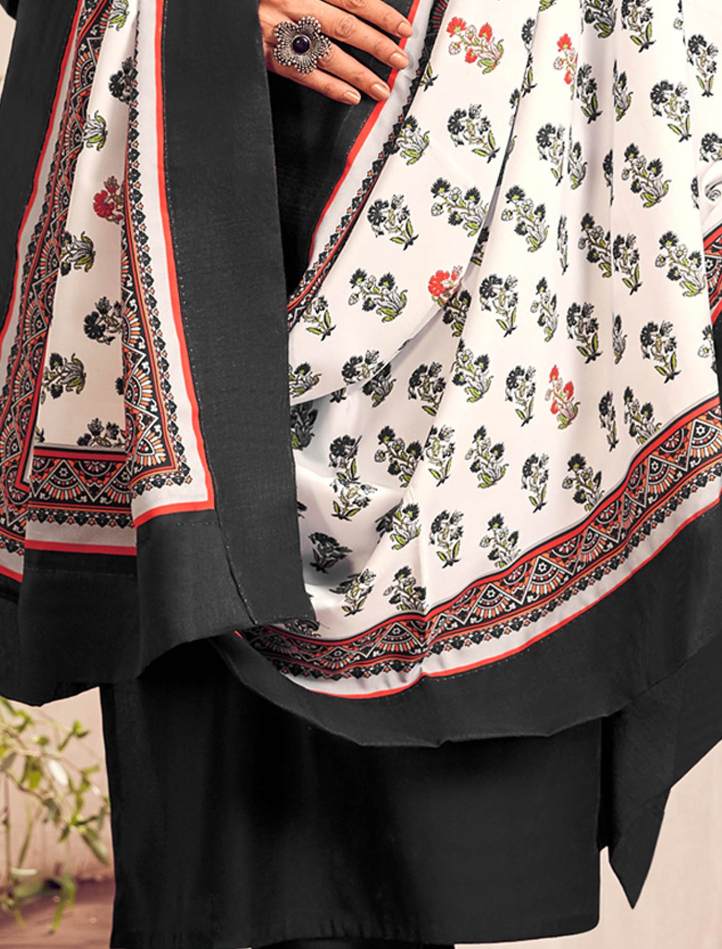 Dark Grey Heavy Jam Cotton Top with Bottom and Dupatta Kurti Set For Women