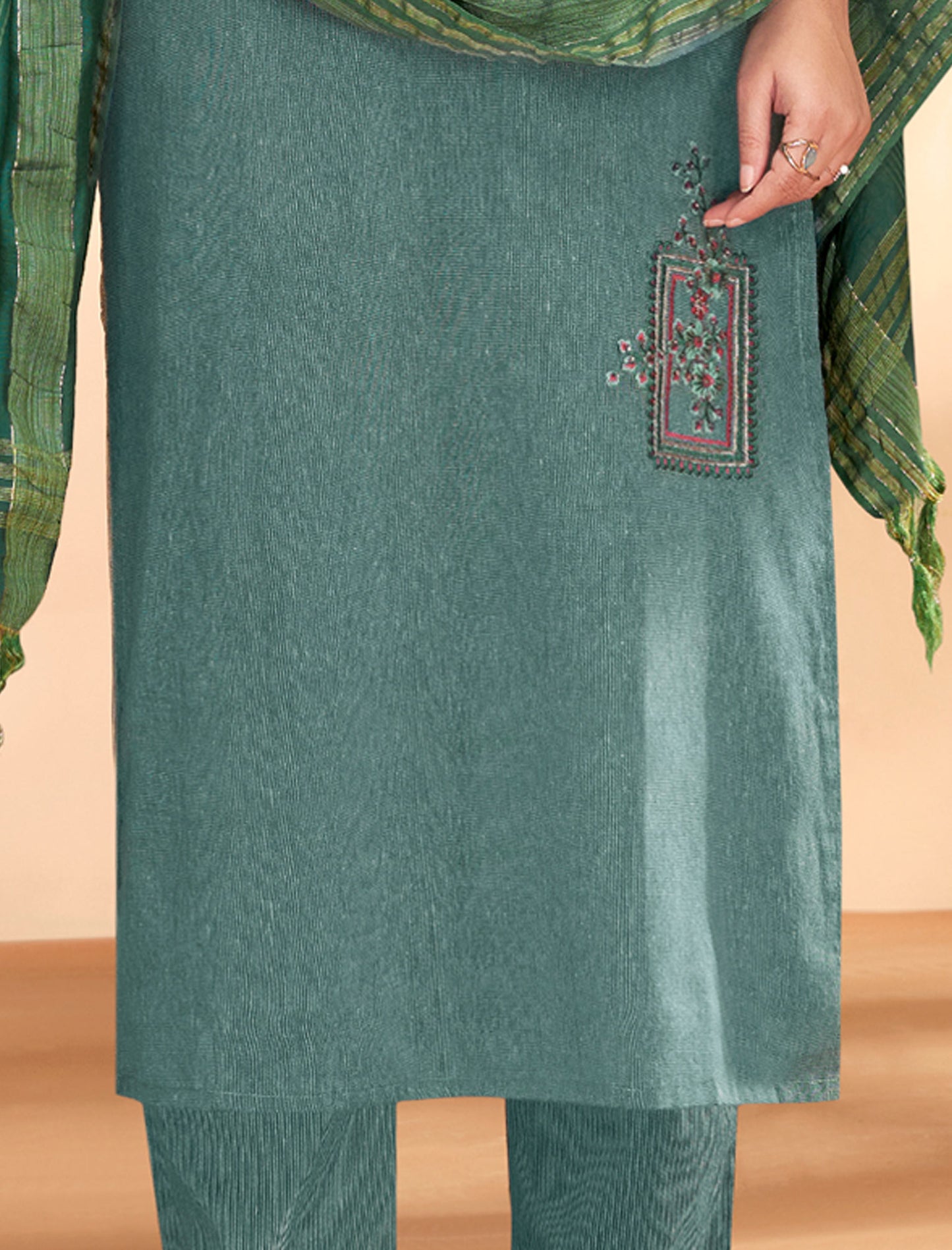 Grey Masert Cotton Top Lining Cotton Pant and Banarasi Viscose Dupatta For Women