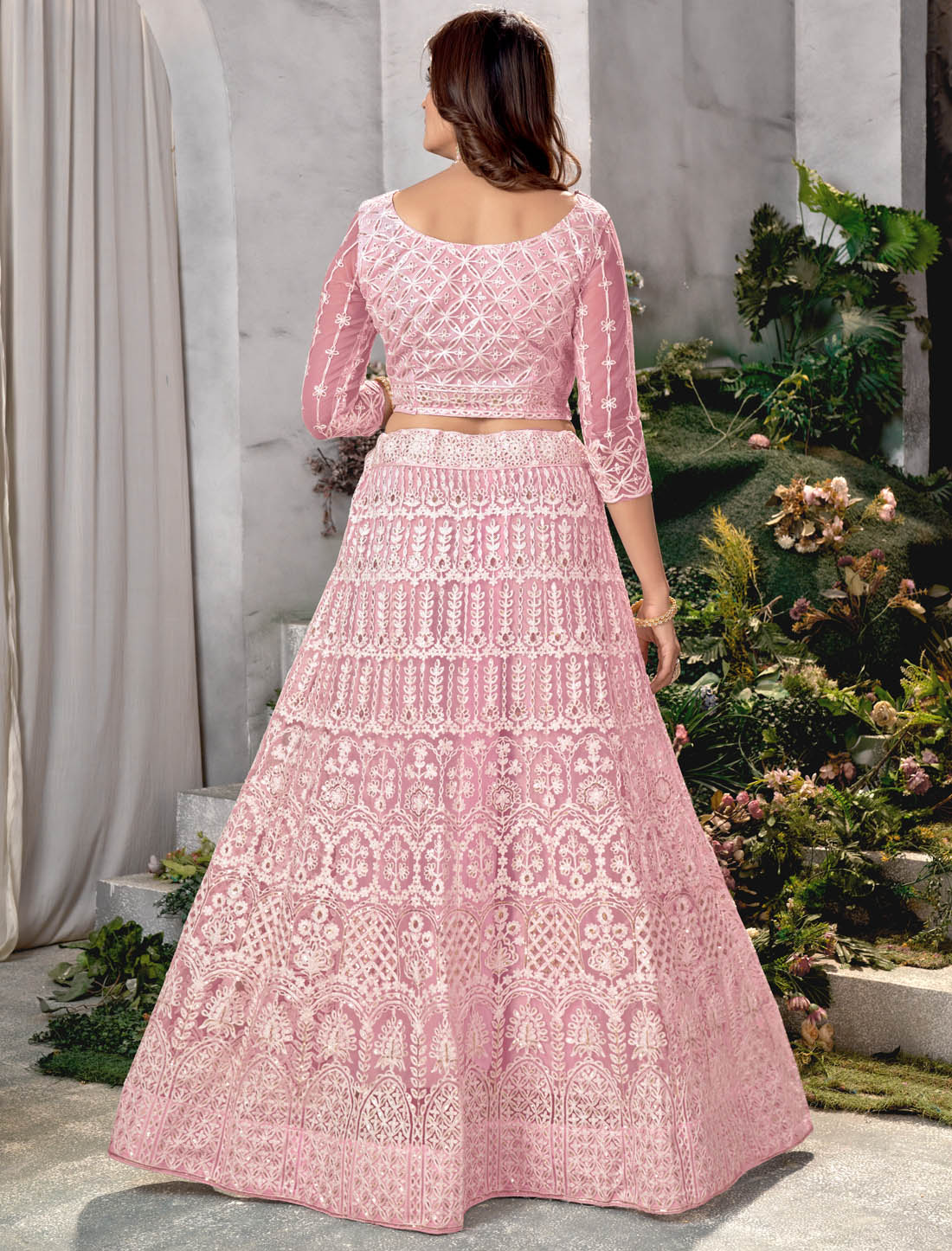 Wear Beautifull Net Fabric Free Size Ethnic Lehenga Choli With Dupatta