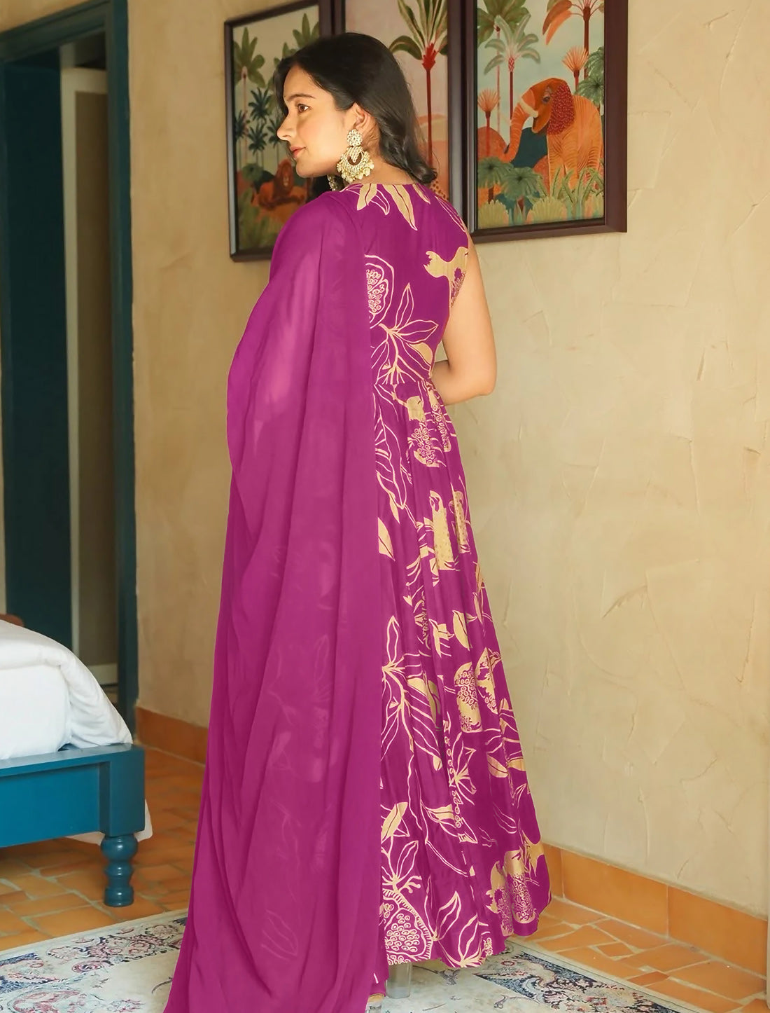 Wine Heavy Rayon Anarkali Party Wear Gown