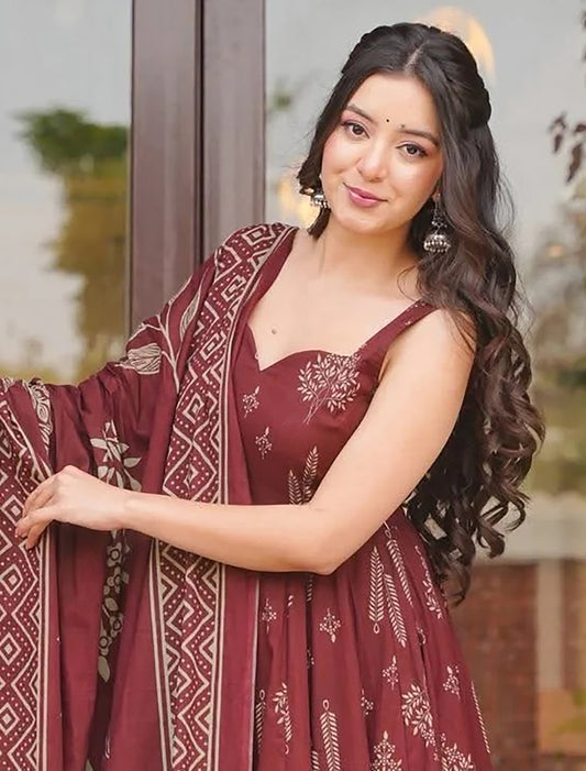 Maroon Muslin Heavy Digital Printed Kurta Set