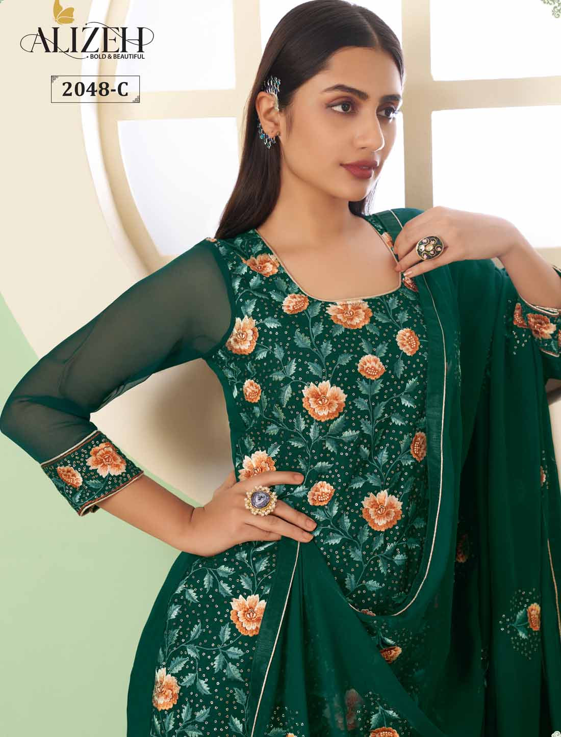 Luxurious Ethnic Designer Georgette Embroidey Women Salwar Kameez