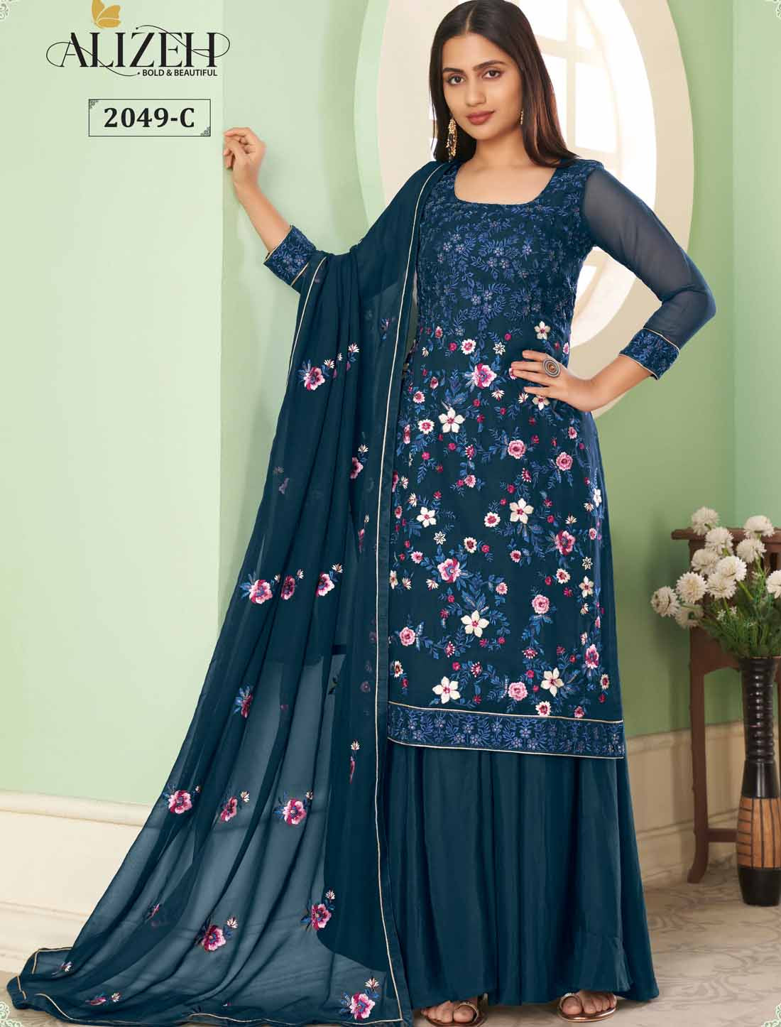Georgette Embrace Designer Embroidery Ethnic Salwar Kameez