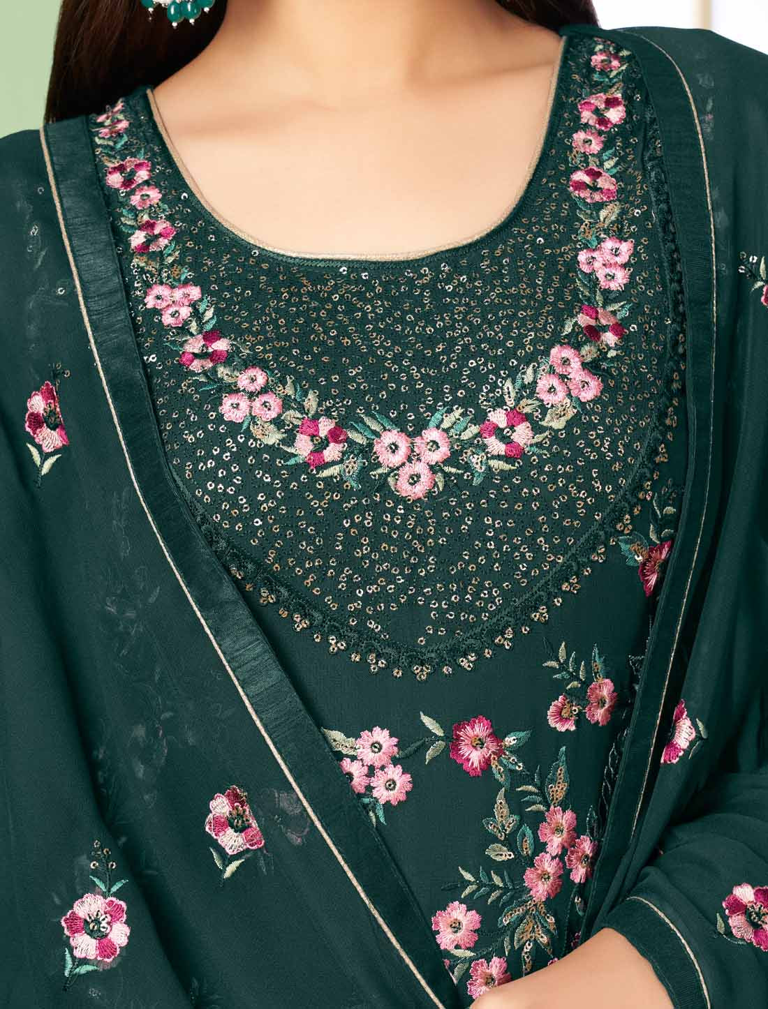 New Stylish Georgette Embroidery Ethnic Designer Salwar Kameez