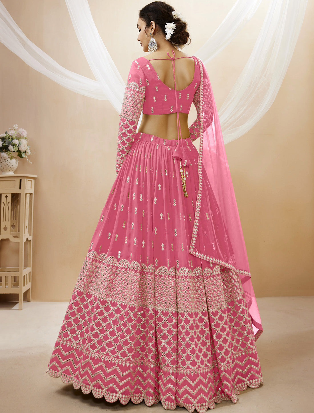 Pink Georgette With Soft Net Dupatta Ethnic Lehenga Choli Colletcion
