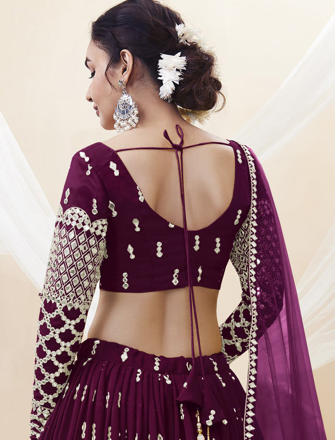 Wine Georgette With Soft Net Dupatta Lehenga Choli Ethnic Colletcion