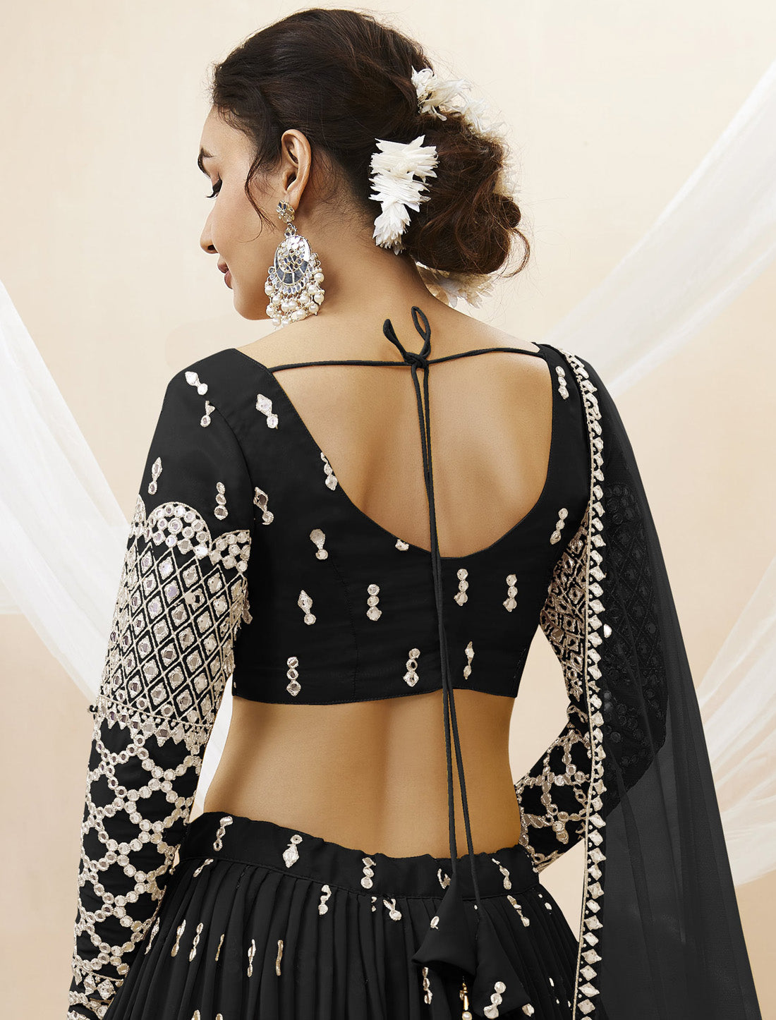 Georgette Black Ethnic Soft Net Dupatta Lehenga Choli Colletcion
