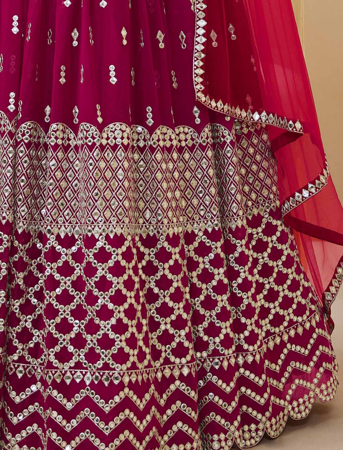 Hot Pink Georgette Soft Net Dupatta Ethnic Collection Lehenga Choli