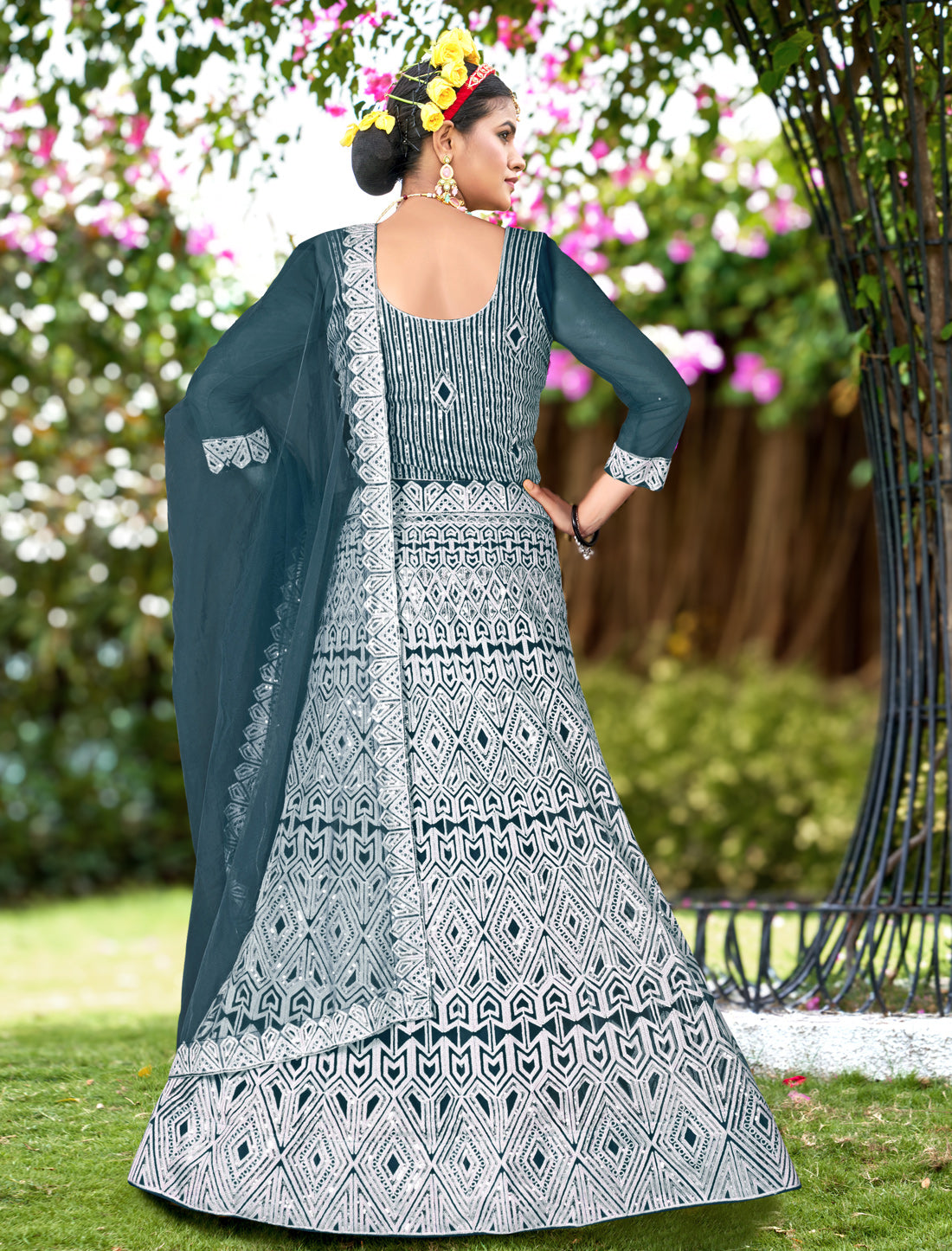 Deep Teal Designer Lehenga Choli with Dupatta β Wedding Wear