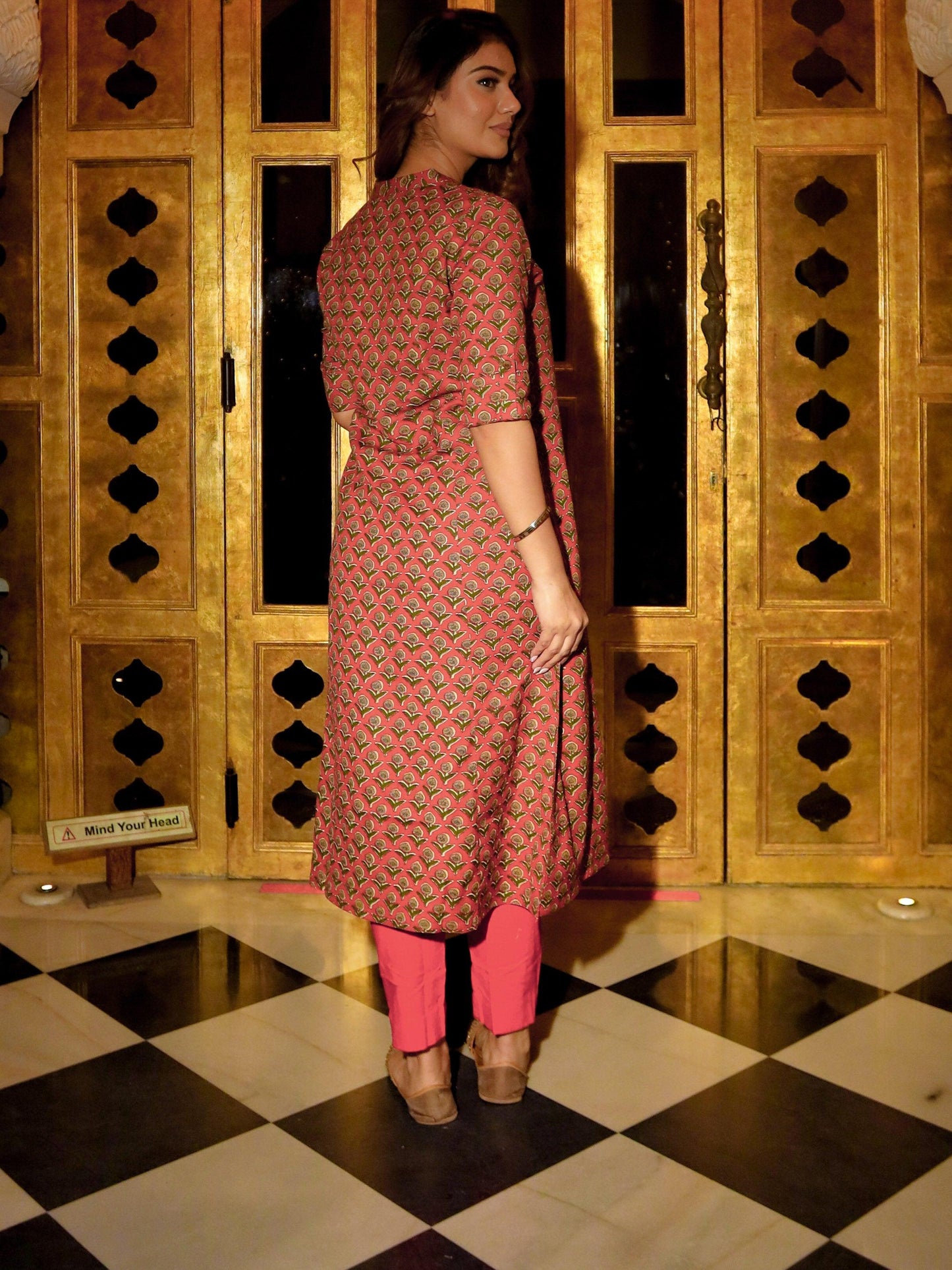 Divena Maroon Cotton Flex A-Line Kurta - divenaworld.com