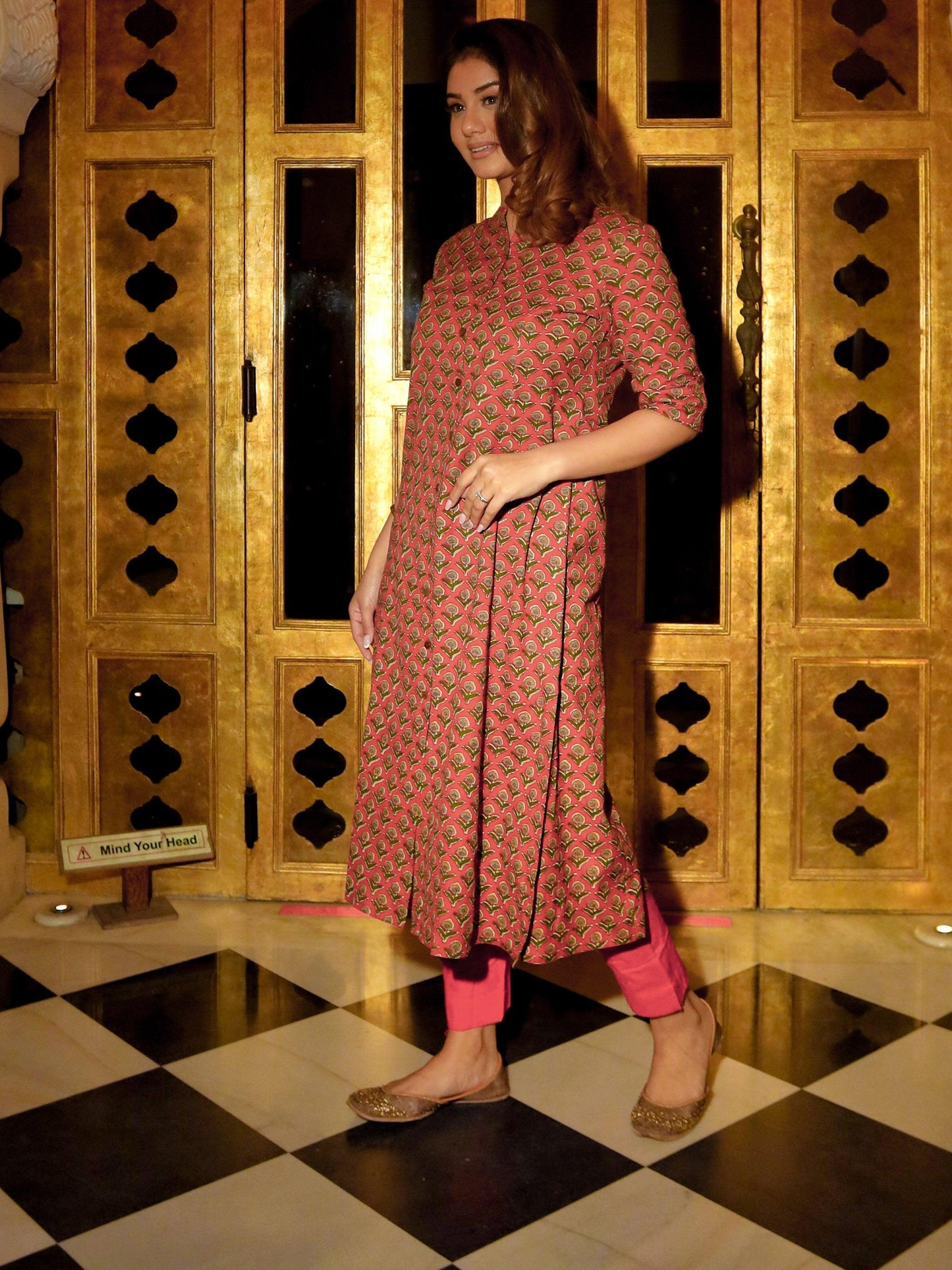 Divena Maroon Cotton Flex A-Line Kurta - divenaworld.com