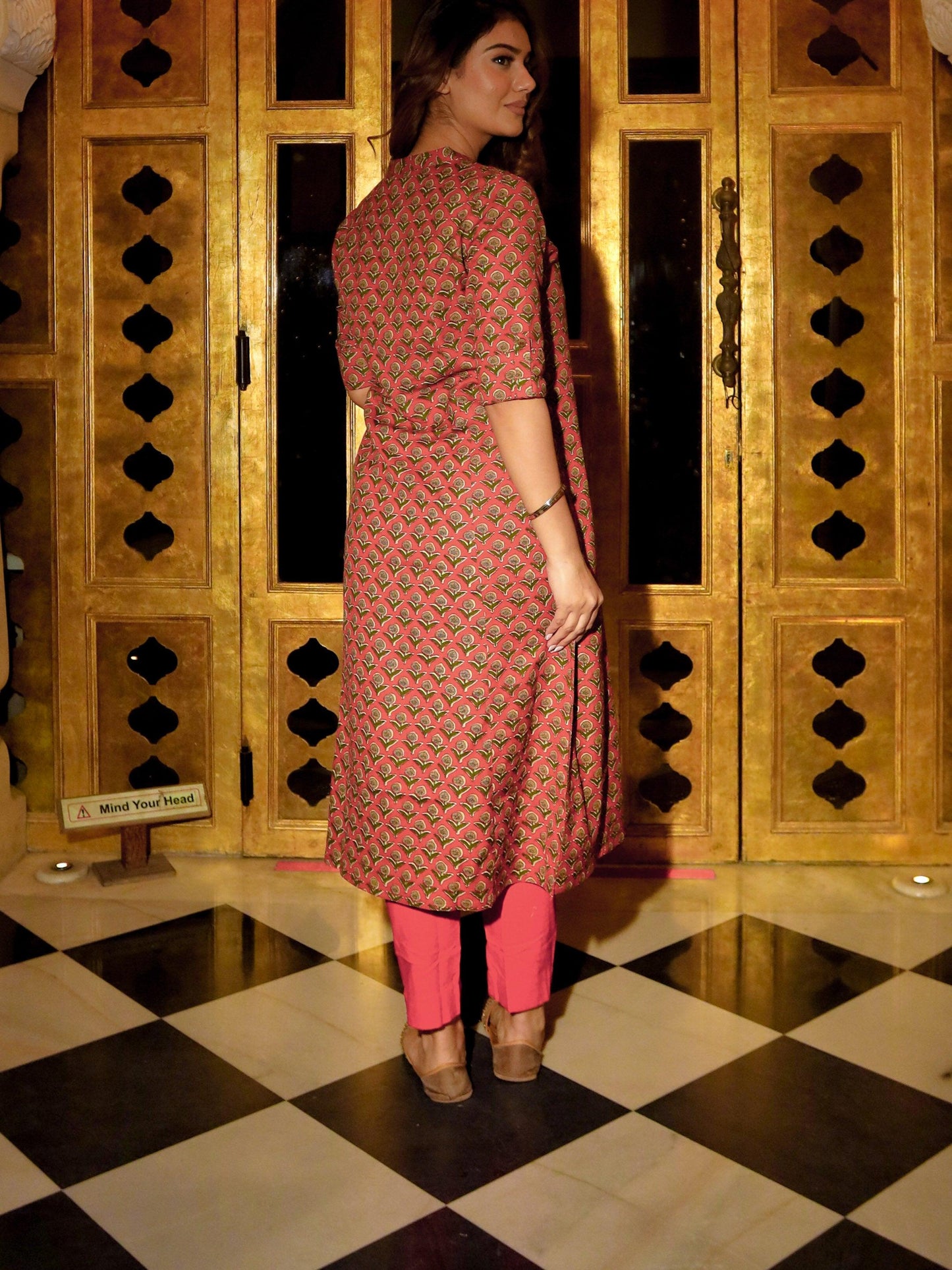 Divena Maroon Cotton Flex A-Line Kurta - divenaworld.com