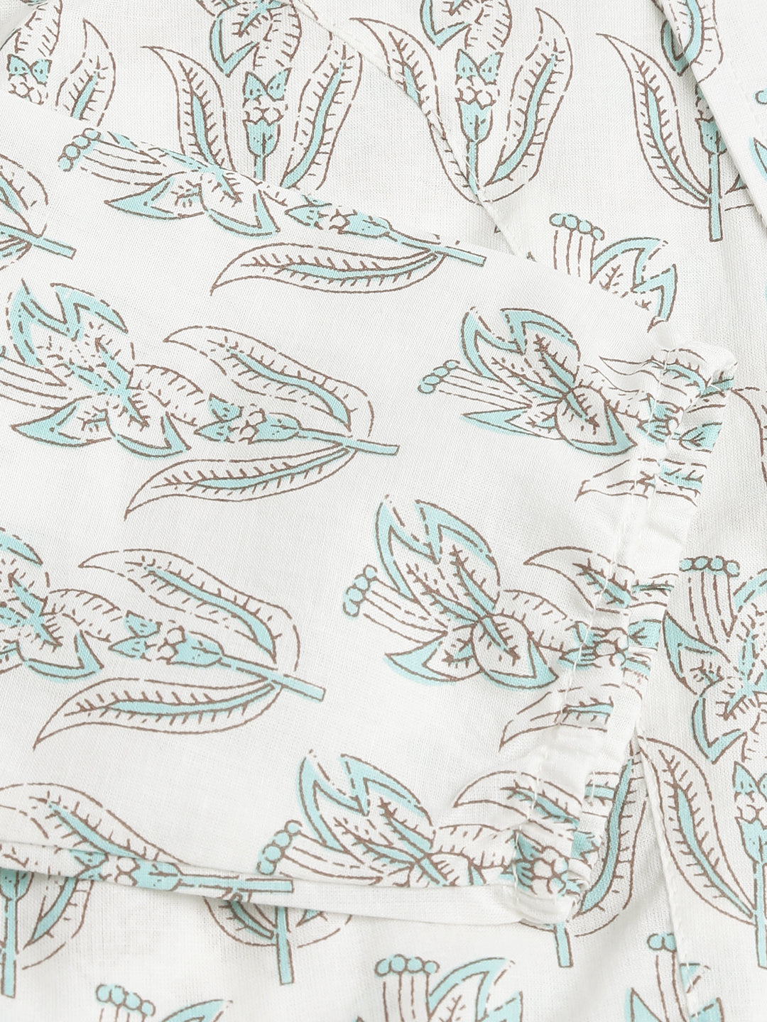 Divena White Floral Printed Empire Cotton Tops