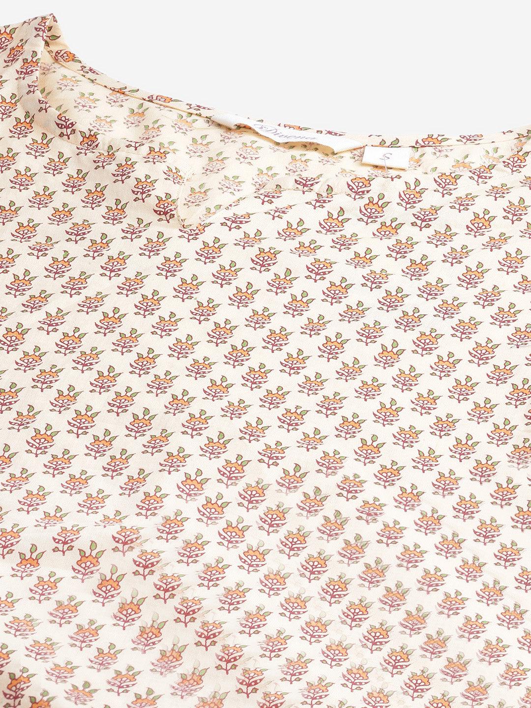 Divena Yellow Buti Print Cotton Nightwear - divena world