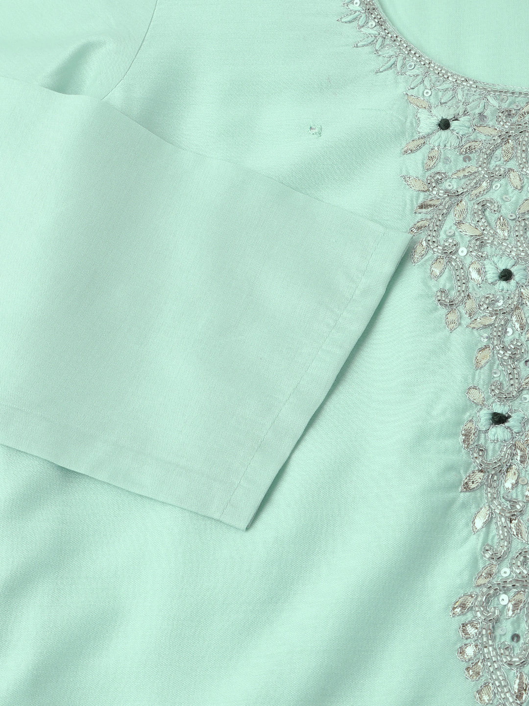 Sea Green Embroidered Chanderi Women Kurta Trouser With Dupatta