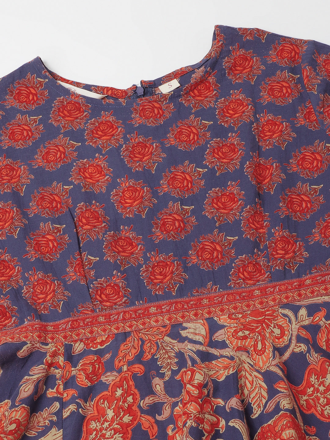 Blue Maroon Cotton Ethnic Long Party Wear Kurta for Women