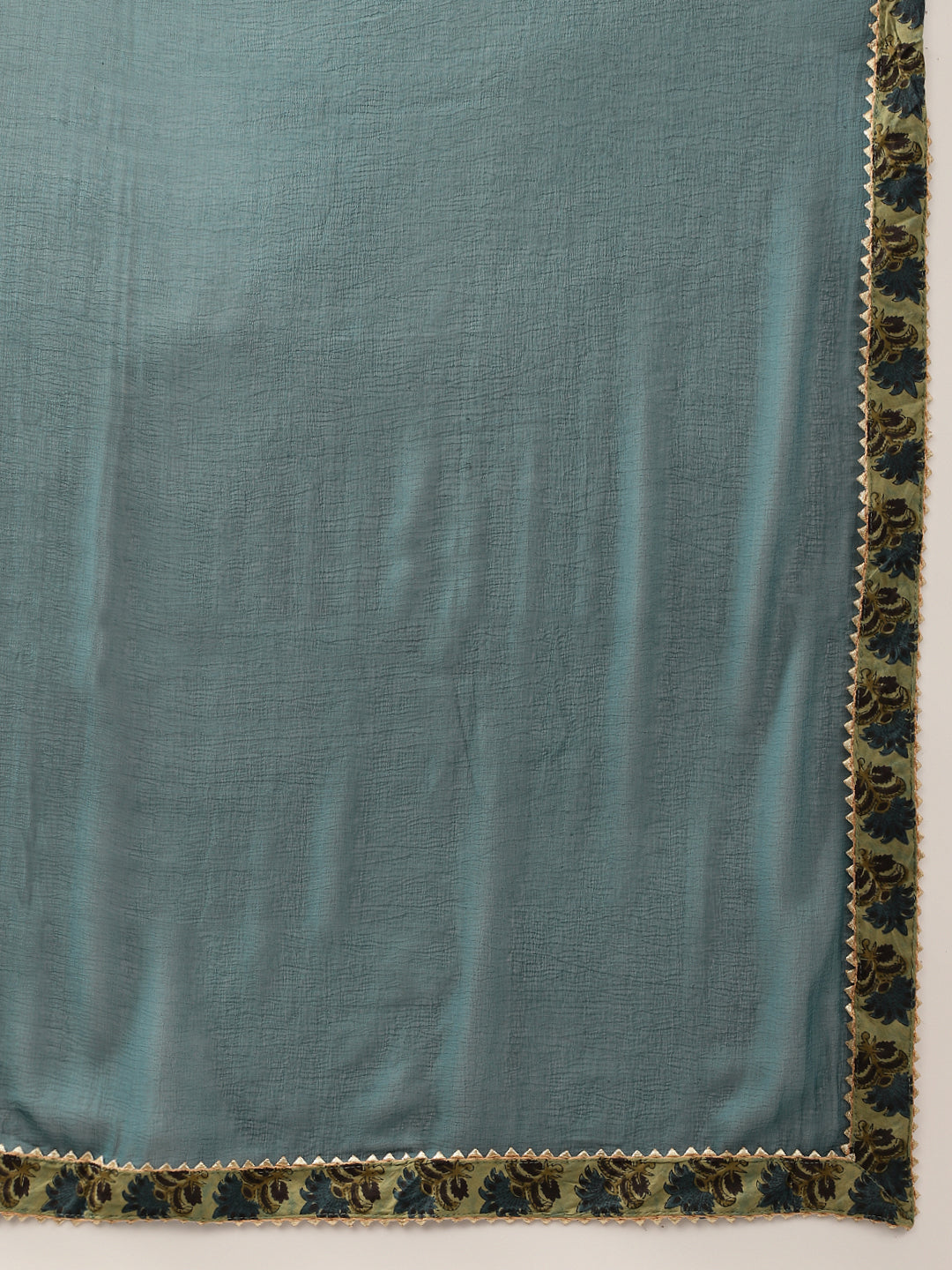 Green Floral Print Cotton Embroidered Kurta Set with Dupatta For Women