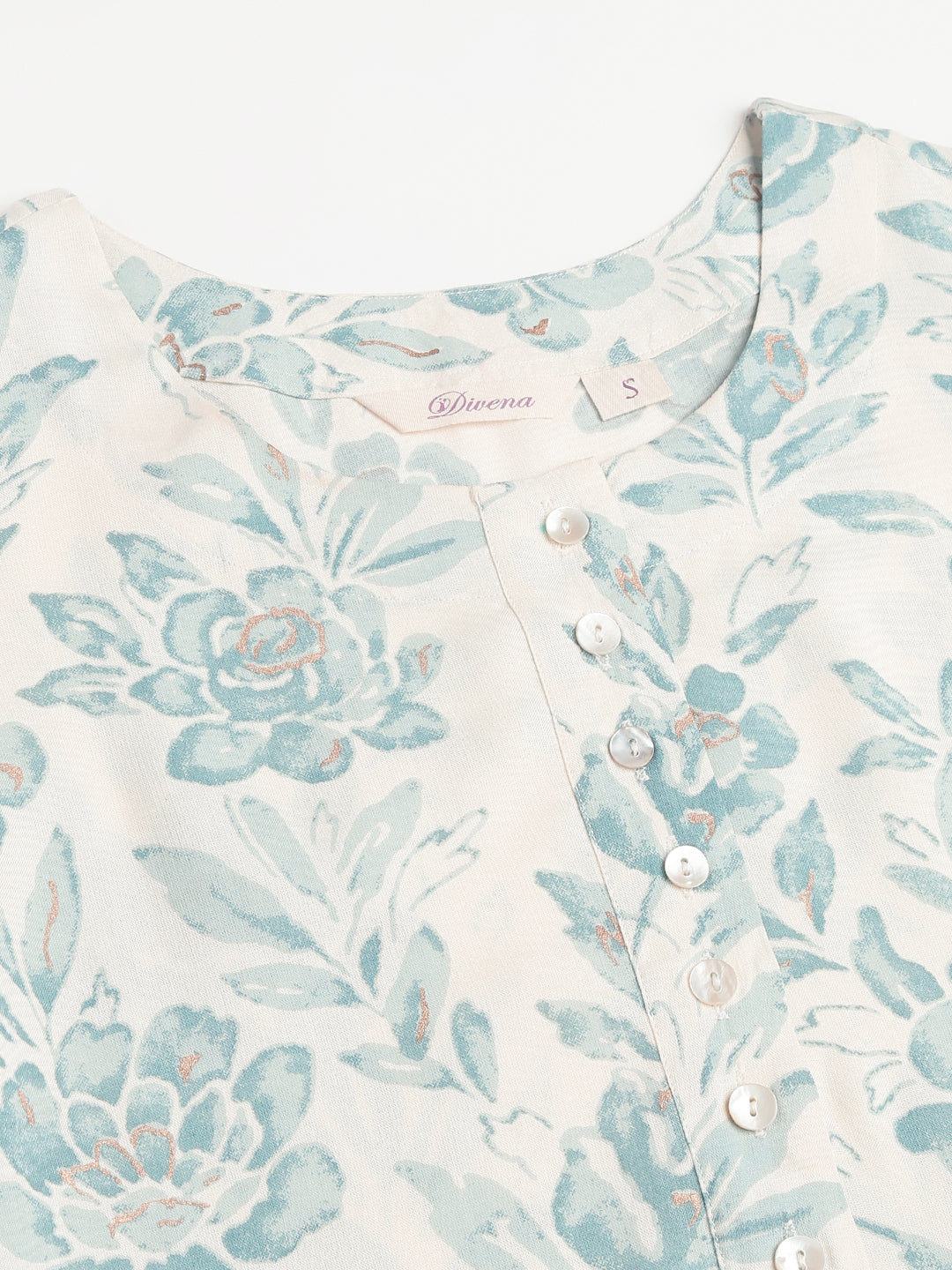 Ethnic Floral Print A-line Kurta with Asymetric Hemline