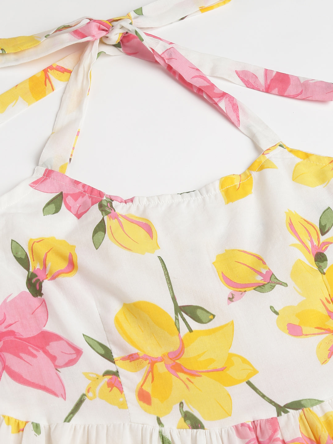Floral Printed Halter Neck Cotton Casual Maxi Party Wear Dress