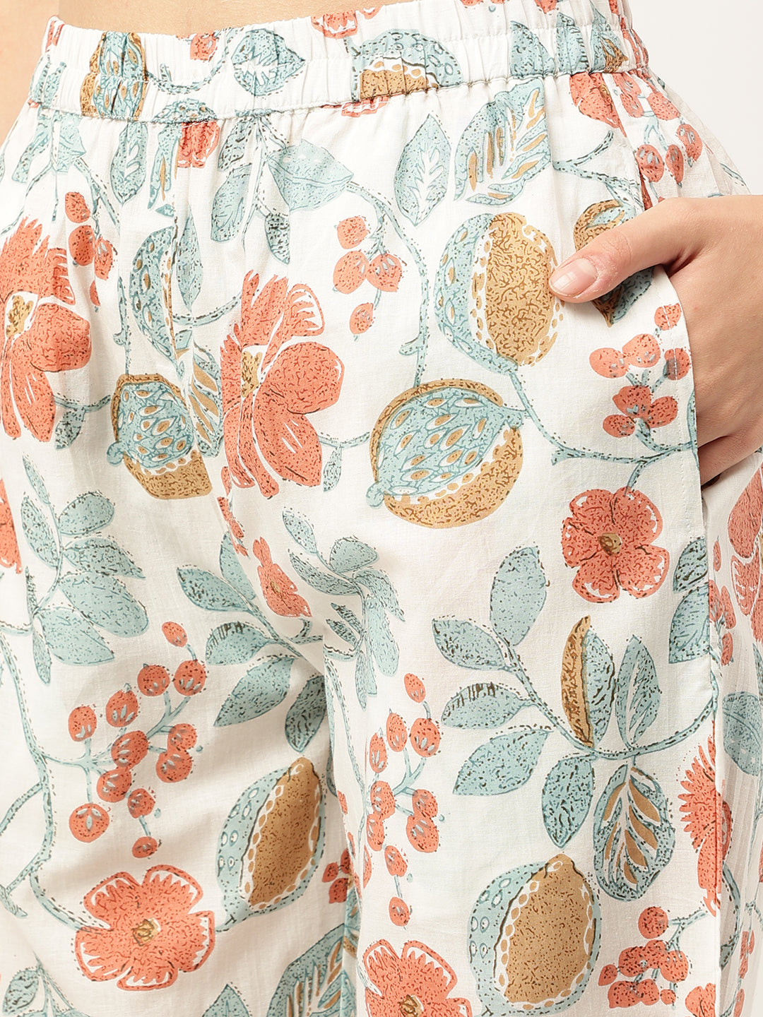 Women Floral Printed Pure Cotton Tunic With Trousers Co-ord Sets