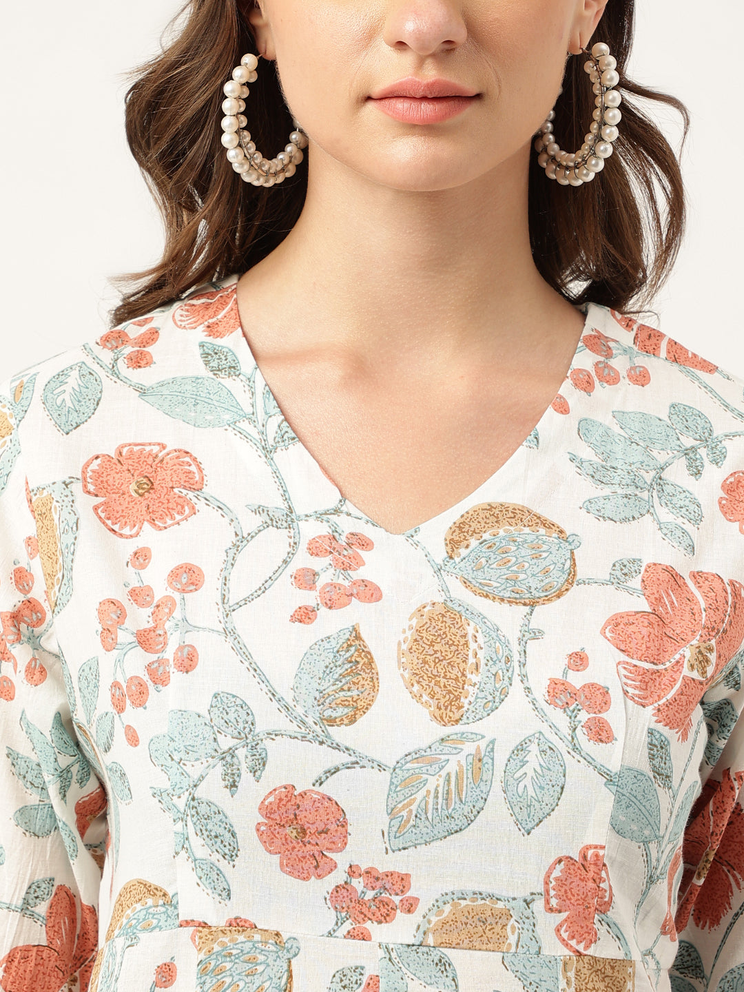 Women Floral Printed Pure Cotton Tunic With Trousers Co-ord Sets