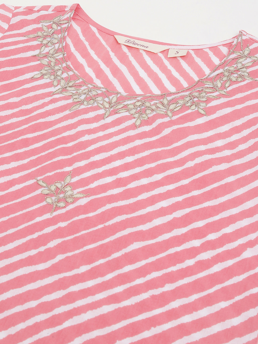 Stripe Print with Gota work cotton Straight Ethnic Kurta