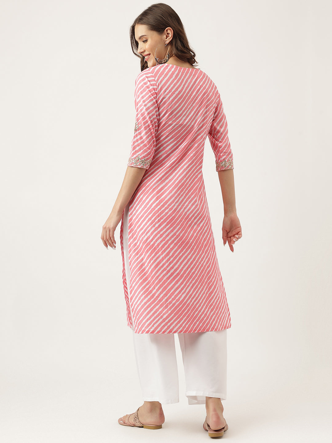 Stripe Print with Gota work cotton Straight Ethnic Kurta
