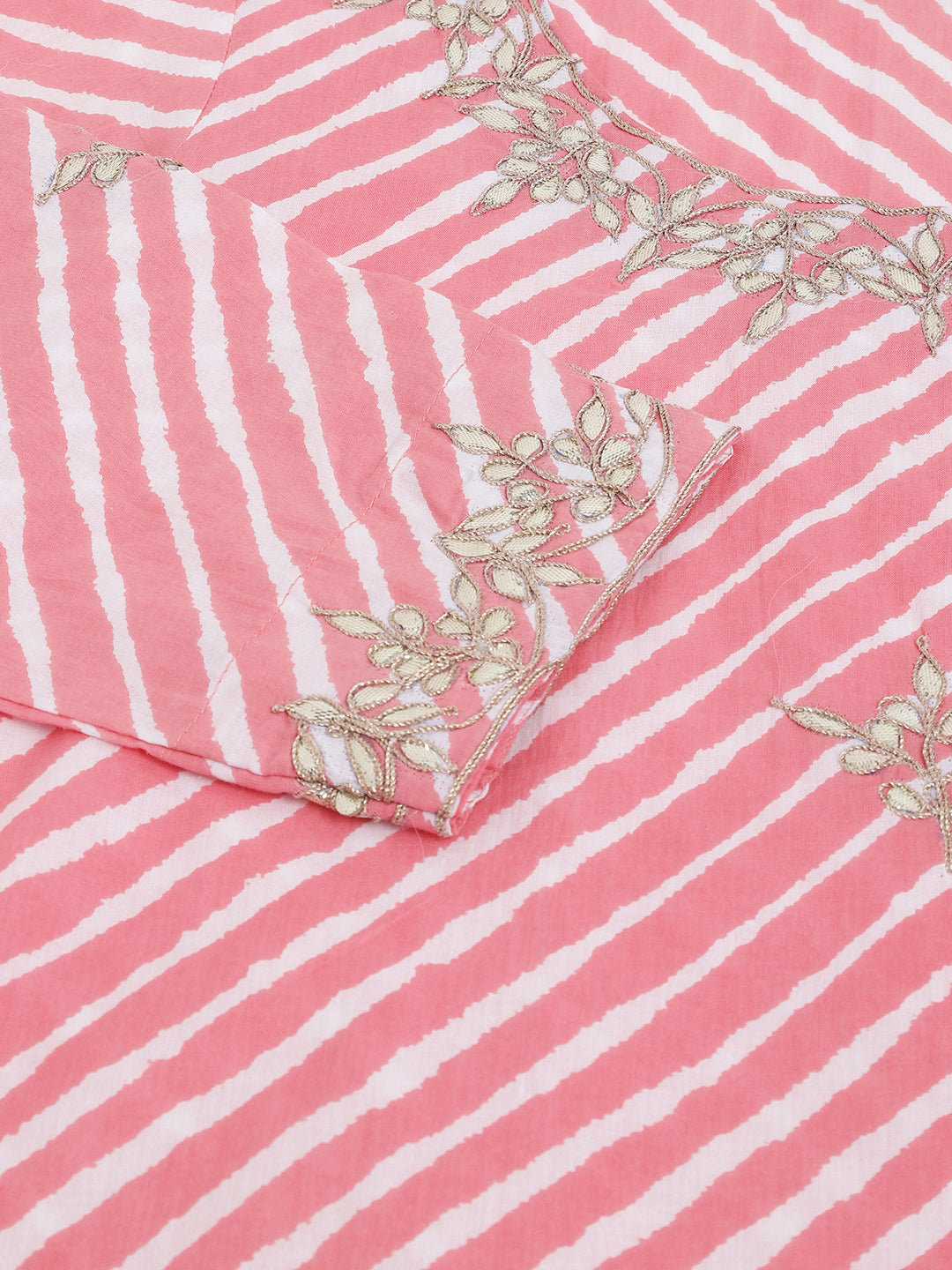 Stripe Print with Gota work cotton Straight Ethnic Kurta