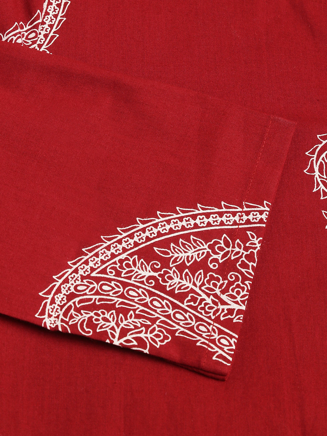 Maroon Paisley Print Cotton Co-ord Set For Women With Gota Work