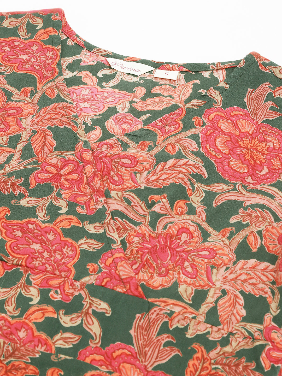 Grey Pink Floral Party Wear Printed Cotton Fit & Flare Mini Dress