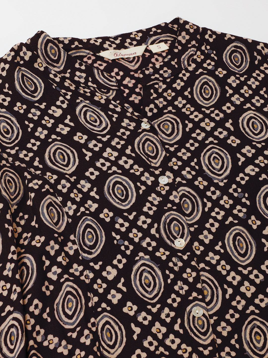 Divena Black Asymetric Printed top