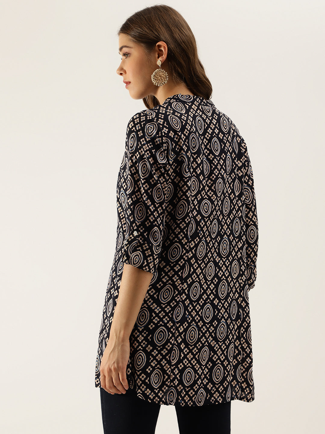 Divena Black Asymetric Printed top