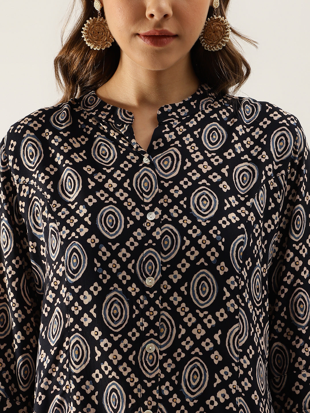 Divena Black Asymetric Printed top