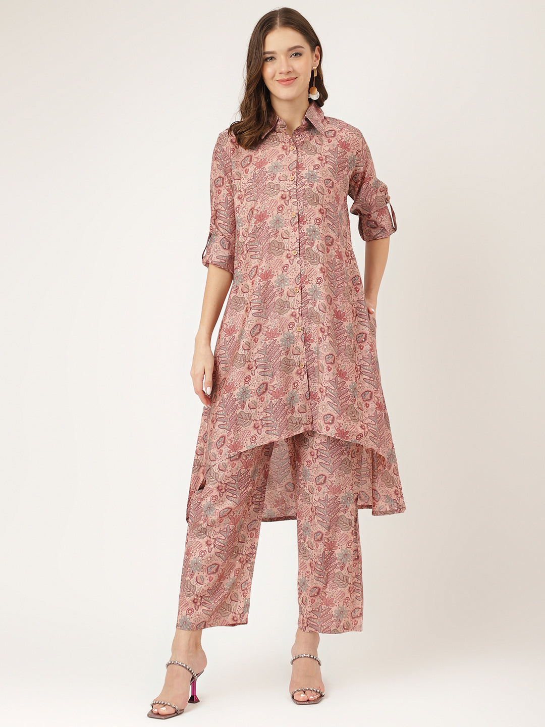 Purple Multi Printed Chanderi Women Co-ord Sets With Trousers