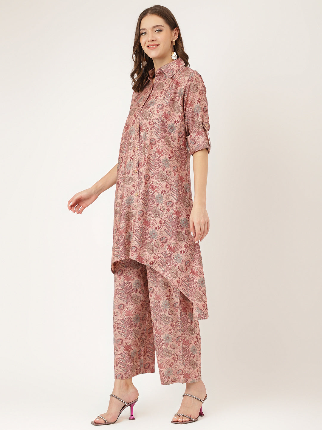 Purple Multi Printed Chanderi Women Co-ord Sets With Trousers