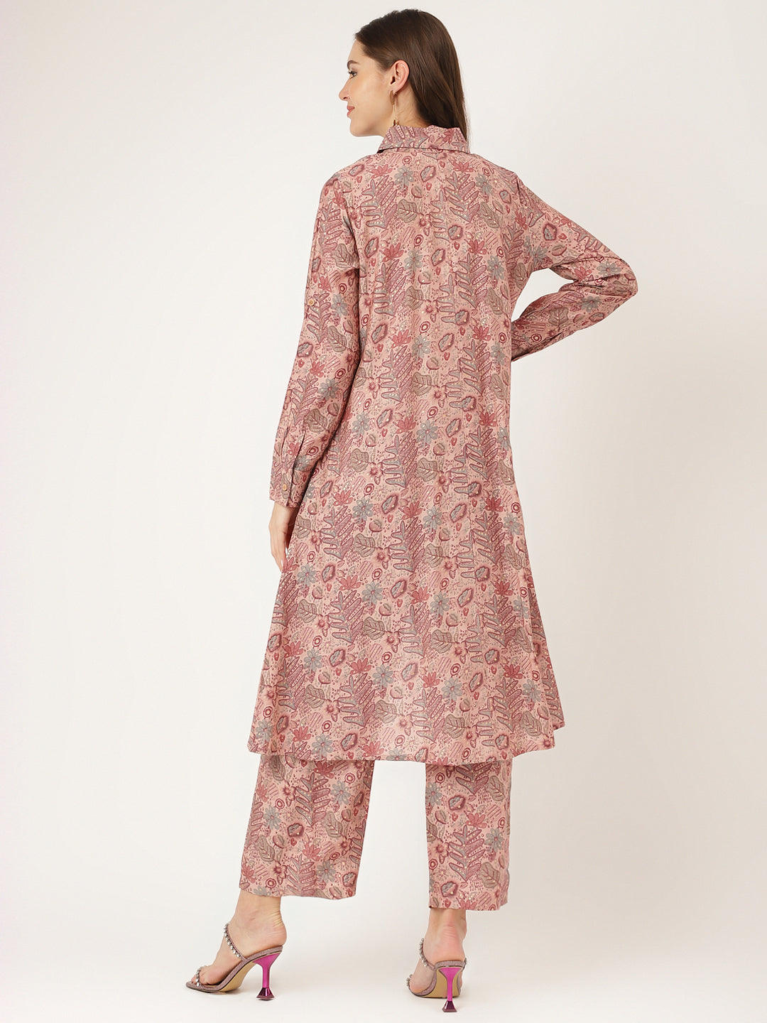 Purple Multi Printed Chanderi Women Co-ord Sets With Trousers