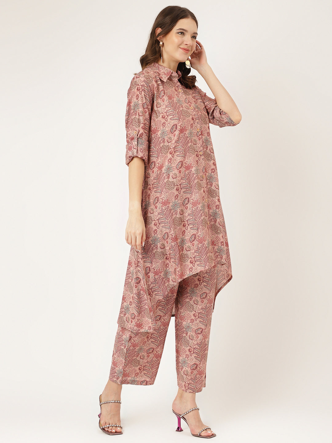 Purple Multi Printed Chanderi Women Co-ord Sets With Trousers