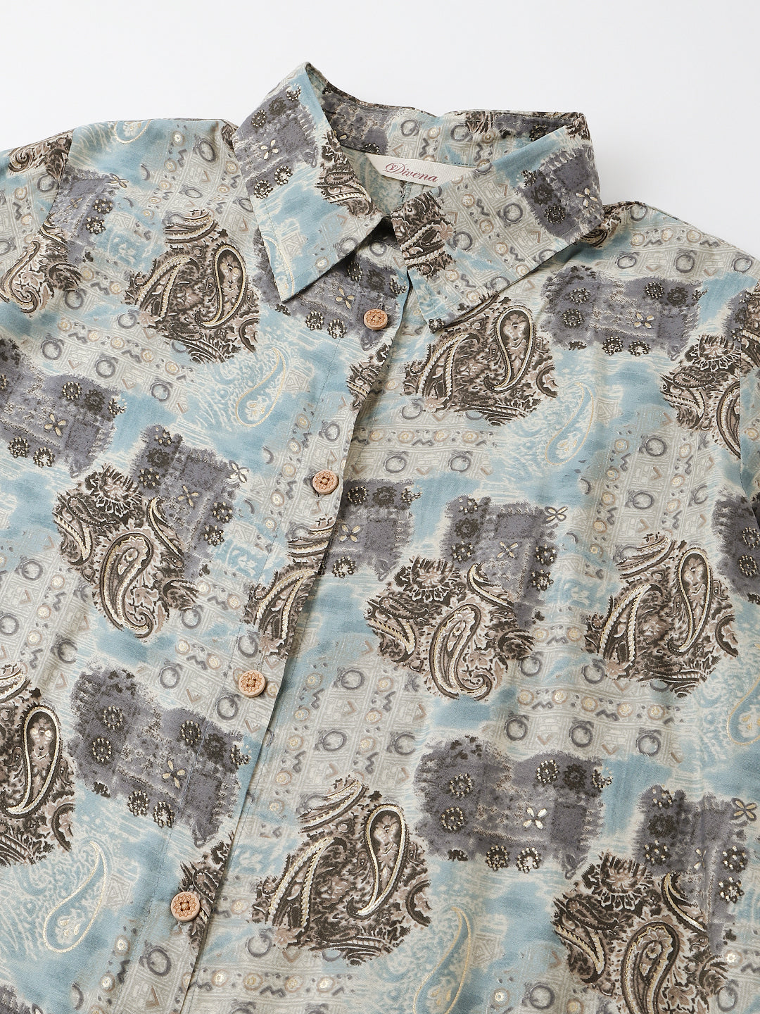 Blue Printed Dyed Kurta Chanderi Co-ord Set For Women