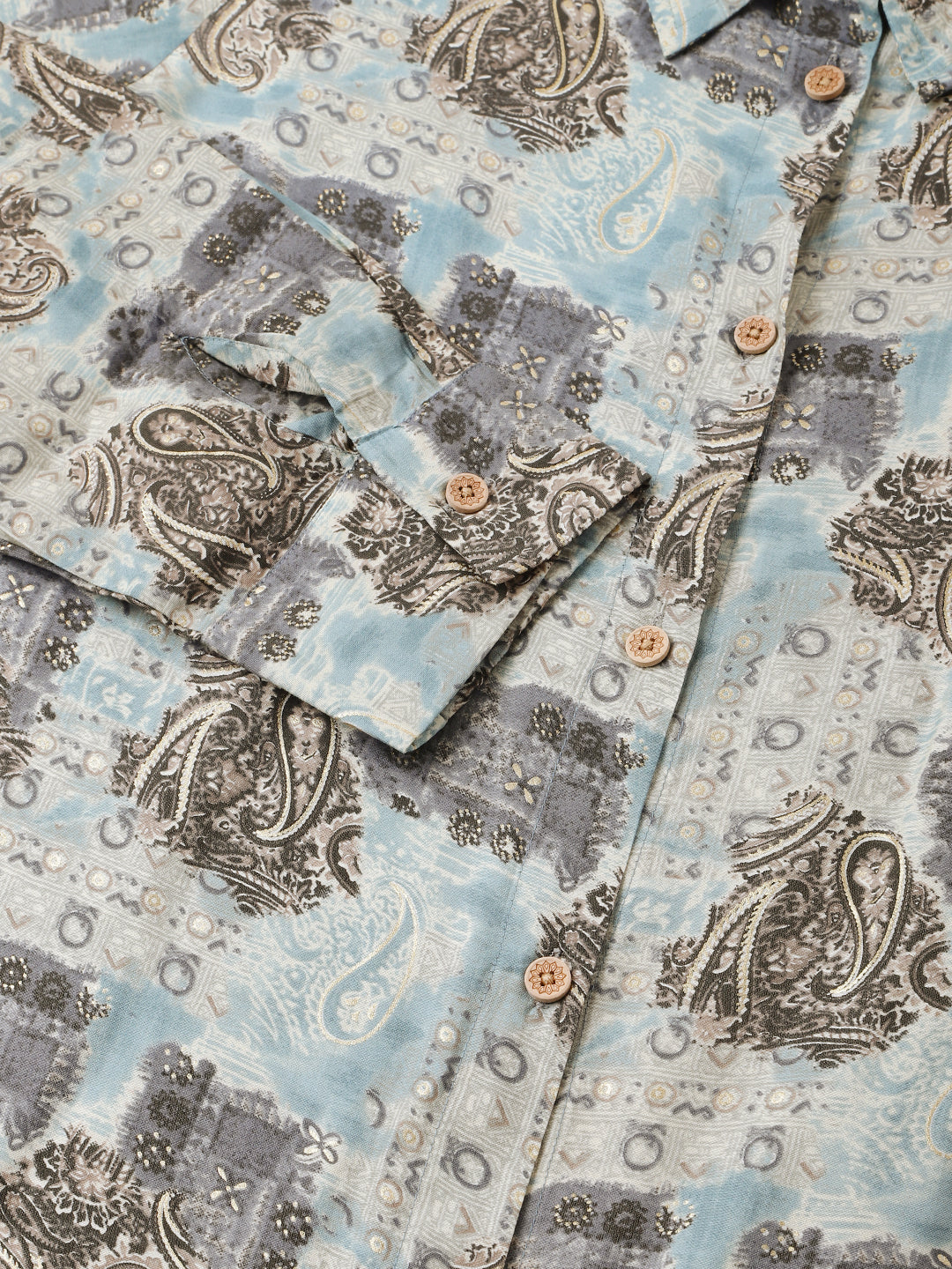 Blue Printed Dyed Kurta Chanderi Co-ord Set For Women