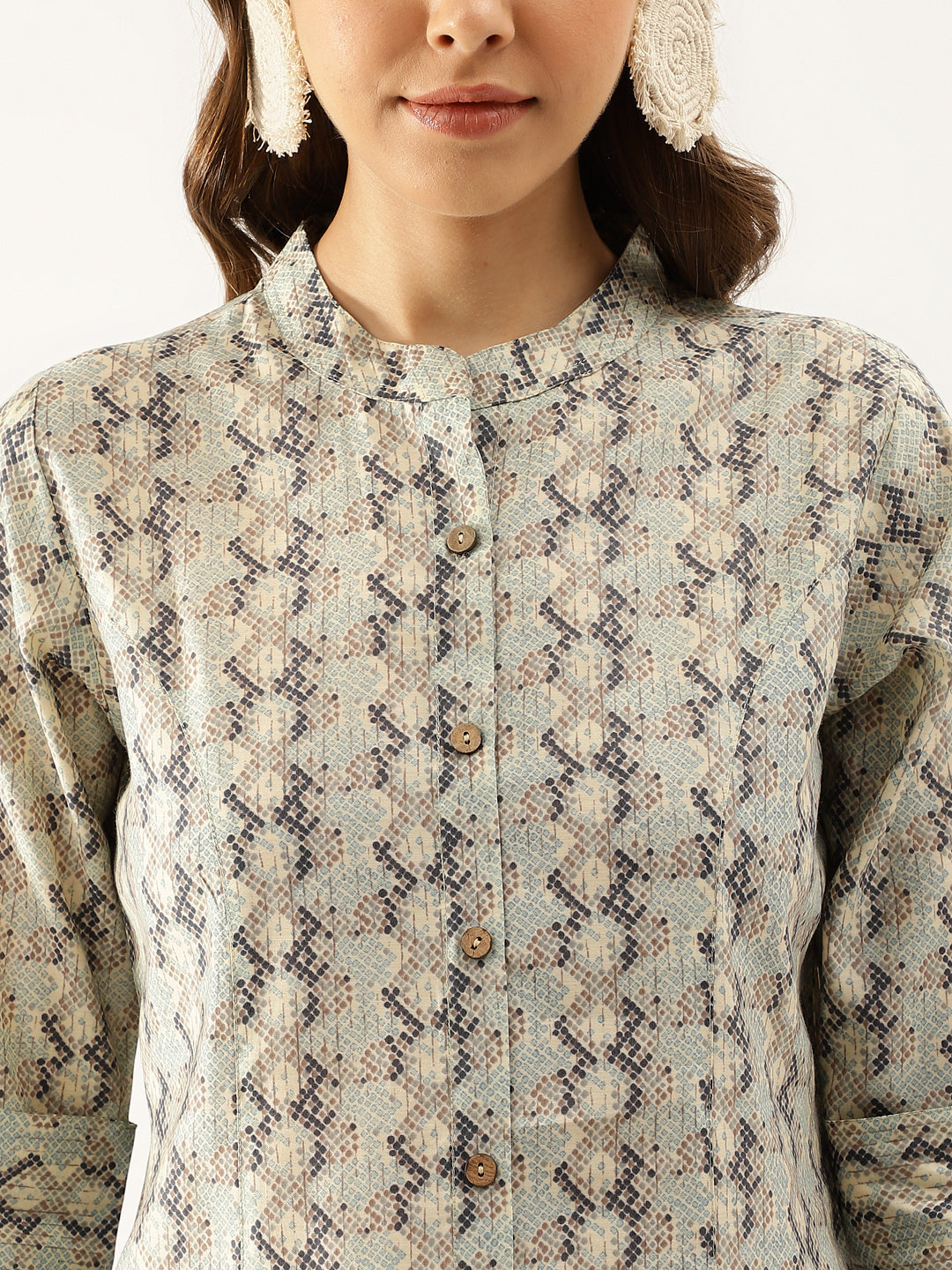Divena Sea Green Printed Chanderi Regular Top