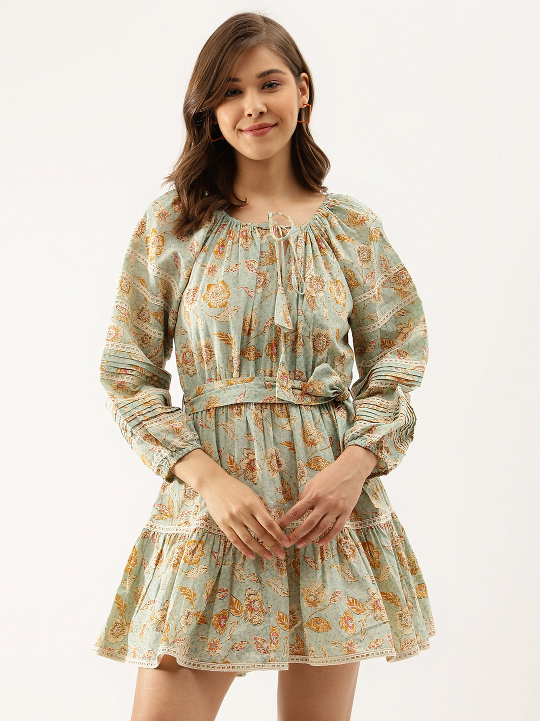 Sky Blue Floral Party Wear Dress