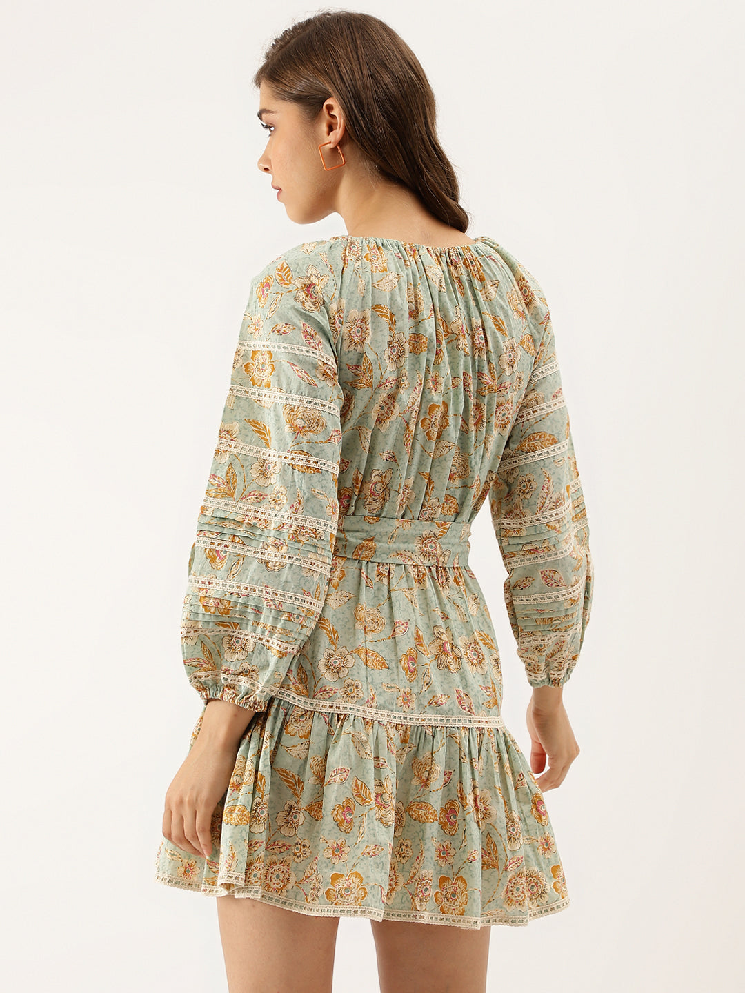 Sky Blue Floral Party Wear Dress