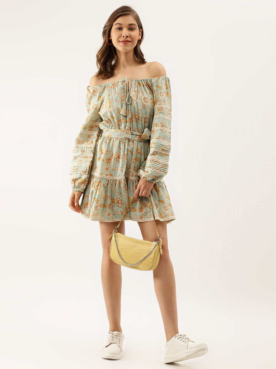Sky Blue Floral Party Wear Dress