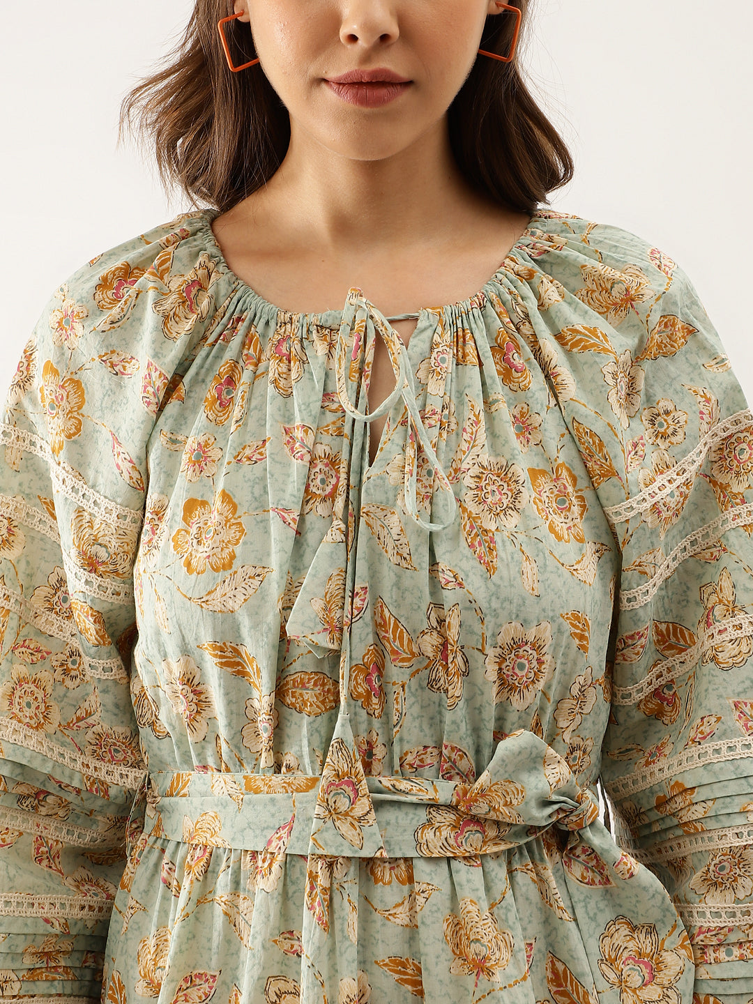 Sky Blue Floral Party Wear Dress