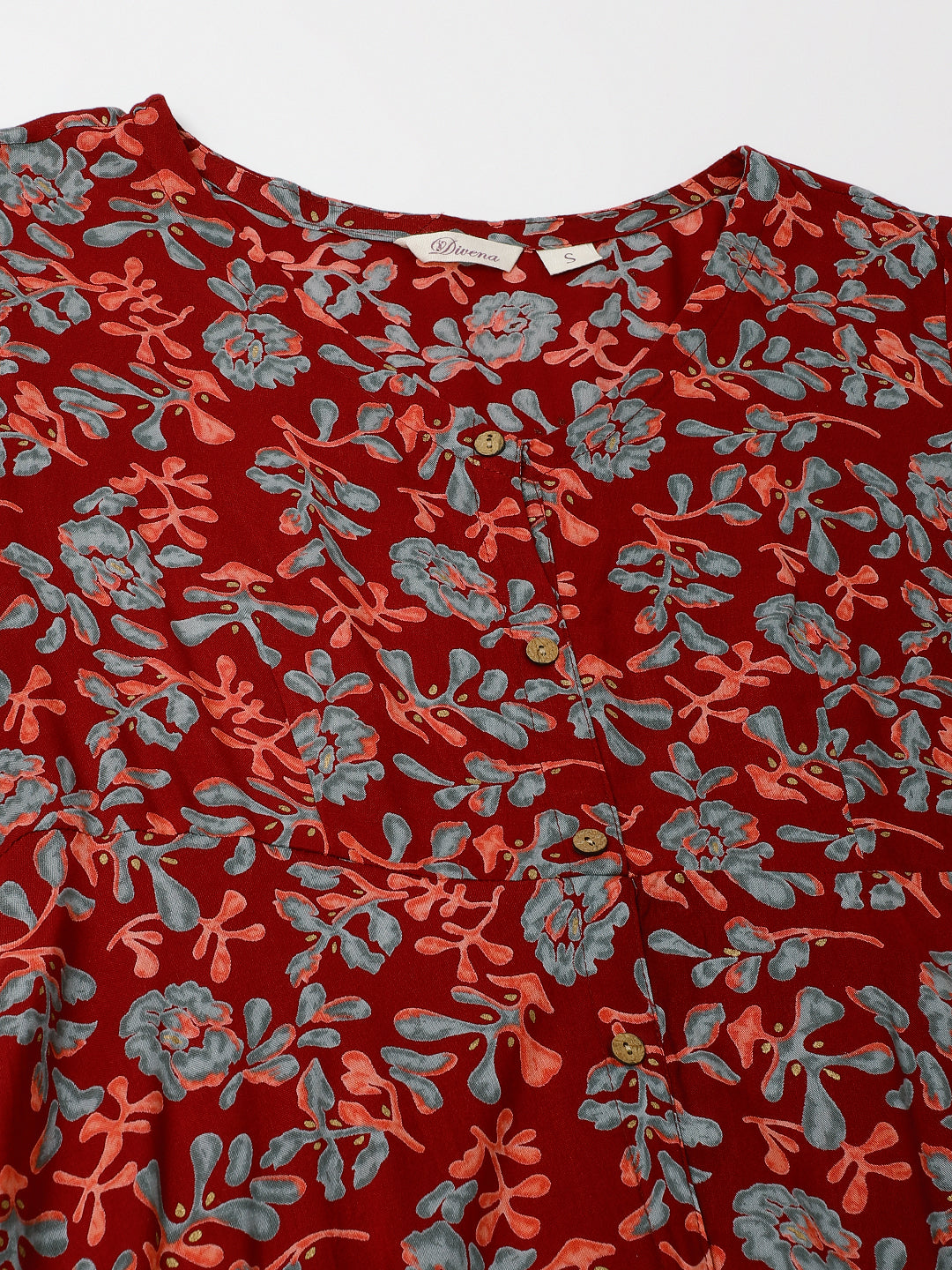 Maroon Party Wear Floral Printed Cotton Ethnic Dress for Women