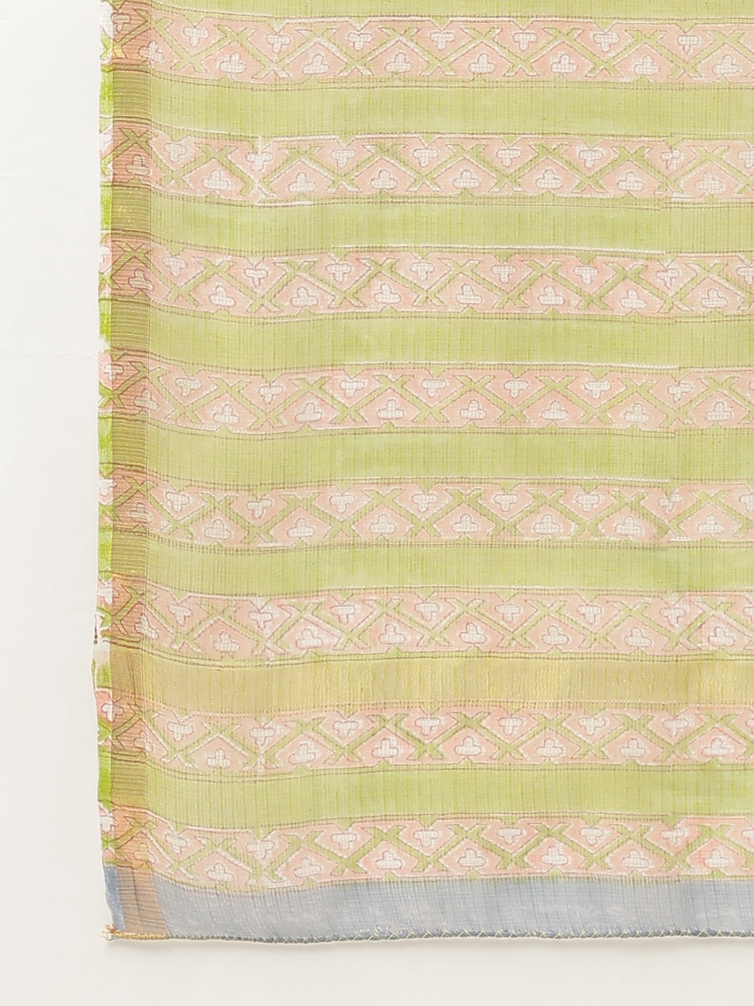 Green HandBlock Kota Doria Party Wear Saree For Women