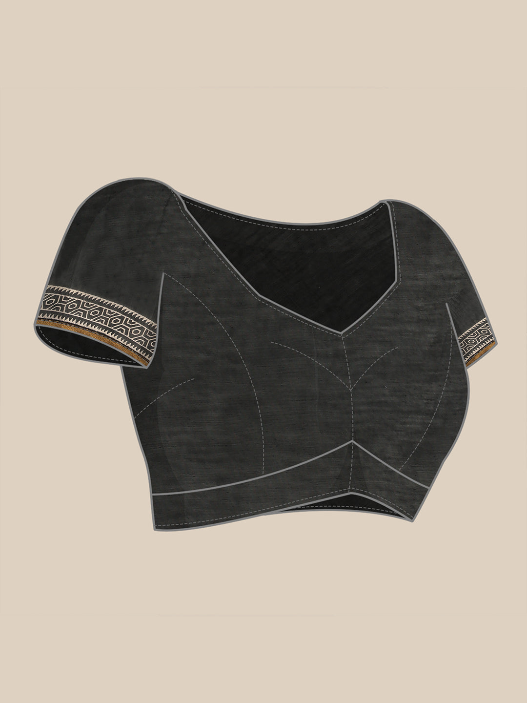Party Wear Black HandBlock Chanderi Silk Saree