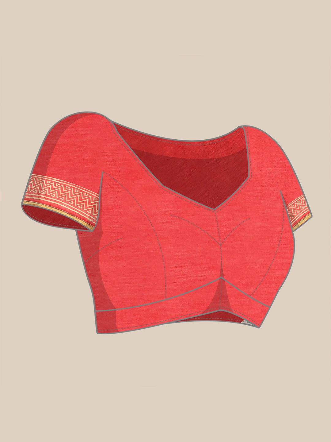 Red HandBlock Chanderi Party Wear Silk Saree