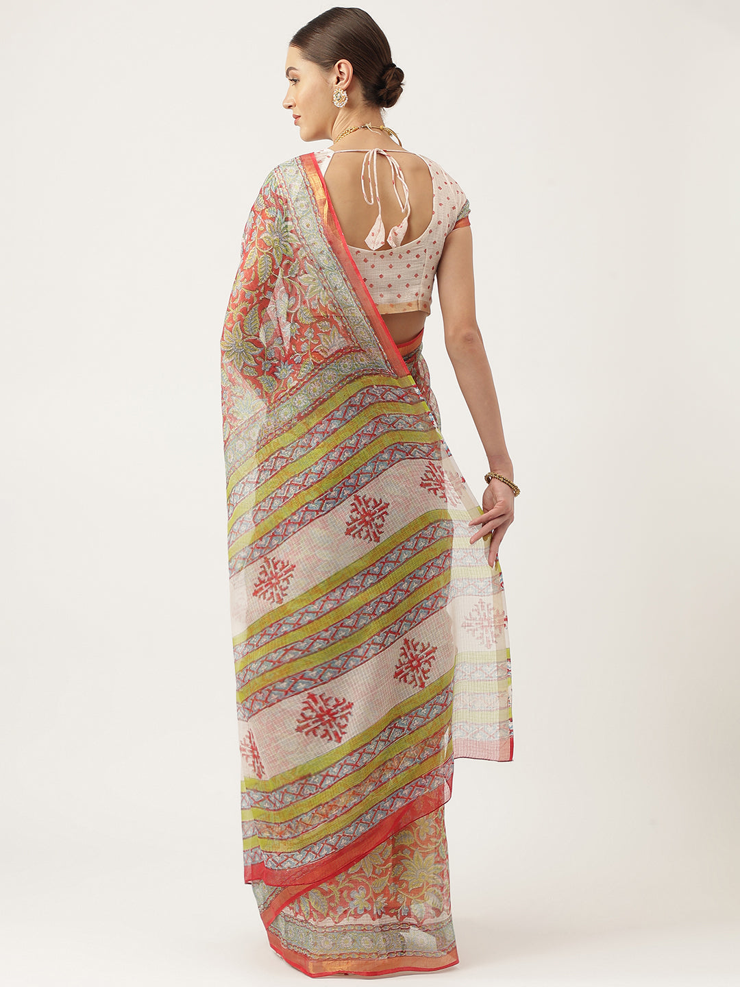 Maroon HandBlock Kota Doria Party Wear Saree For Women